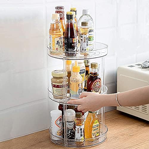 3 Tier Clear Lazy Susan Organizer, 360 Degree Rotating Round Lazy Susan Turntable 9" Non-Skid Rotating Organization Stor