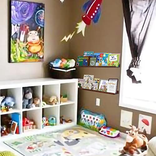 AZSKY 48 Inch Long Floating Shelves for Wall Large Picture Ledge Walnut Photo Ledge Wall Shelf Bookshelf for Home Decor 