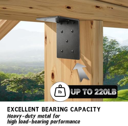 4 PCS Heavy Duty Steel Corner Brackets, 8"x8"x6" 90 Degree L Right Angle Bracket, DIY L Shelf Brackets, Metal Joint Timb