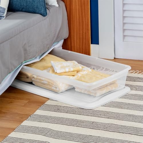 Sterilite 12-Pack 41 Quart Storage Box, Stackable Clear Plastic Bins with Snap-On Lids - Heavy-Duty Organizing Container