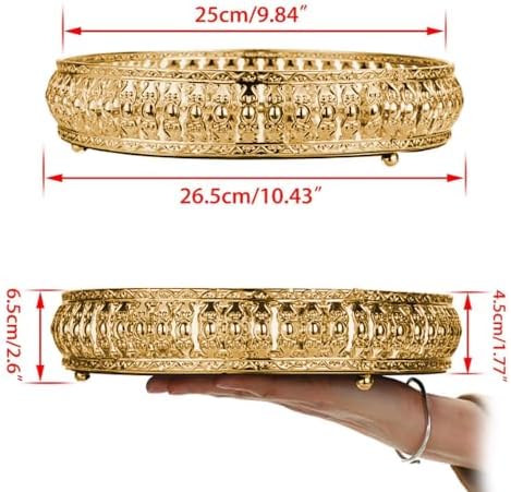 YUEHUA 10.4" Gold Mirror Vanity Tray for Dresser, Jewelry & Makeup