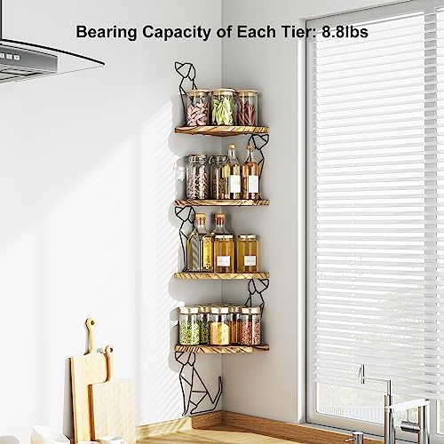 Alsonerbay 4-Tier Dog Shaped Corner Shelf Wall Mount Carbonized Black