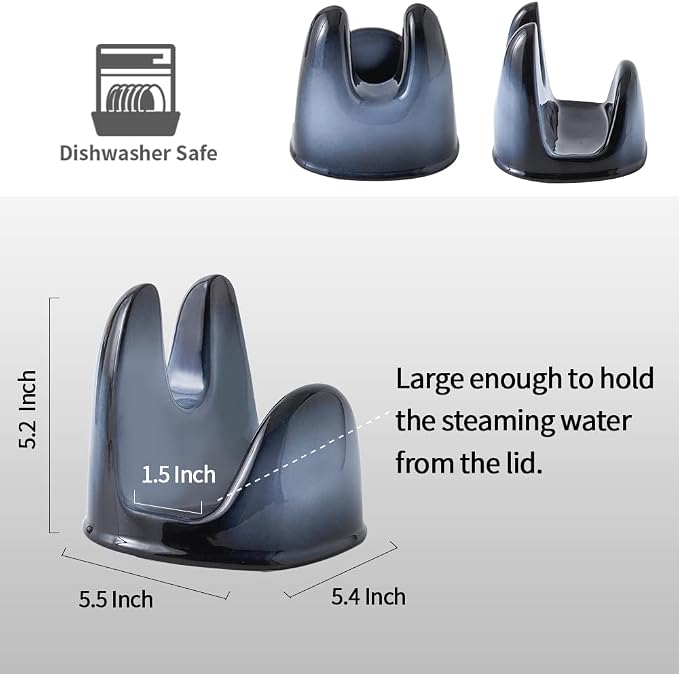 Nihow Ceramic Pot Lid Holder While Cooking for Kitchen Counter/Stove Top | Catch Water & Oil Drips,Stable & Secure,Heat Resistant,Easy to Clean & Dishwasher Safe,Space-Saving,Multi-Purpose Holder
