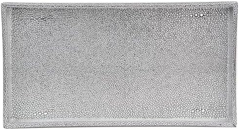 Home Basics Plastic Vanity Tray for Jewelry, Make up, Perfume, Cosmetics, Bathroom or Dresser Organizer, (Silver Texture