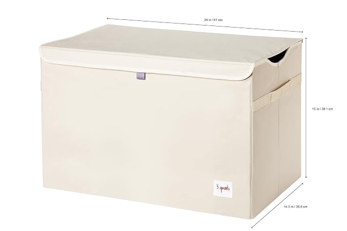 3 Sprouts Large Toy Chest for Kids with Lid and Handles - Collapsible Toy Storage Bin/Trunk/Box/Basket Organizer for Boys & Girls Playroom, Nursery, Unicorn