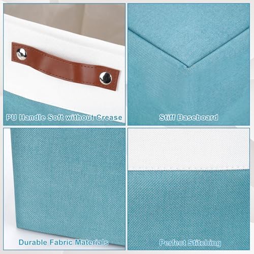 Bagnizer Storage Bins Large Fabric Storage Baskets for Shelves 3 Pack, Decorative Linen Closet Baskets with Handles for 