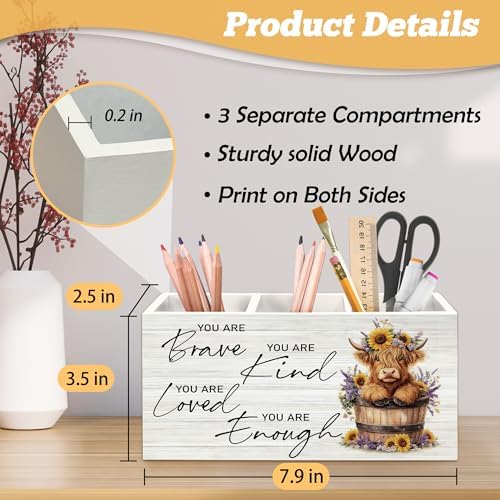 Inspirational Highland Cow Pen Holder Organizer for Desk Accessories