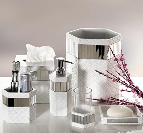 Creative Scents Quilted Mirror 6 Piece Bathroom Accessories Set
