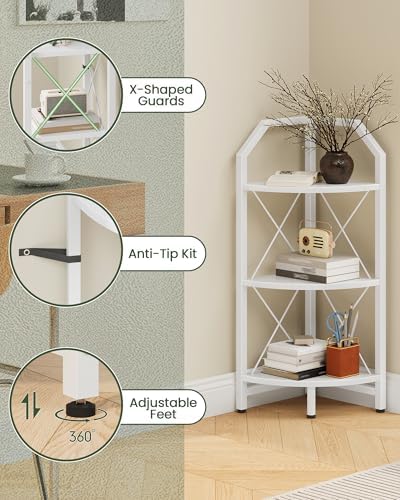 CHOEZON 3-Tier Corner Shelf, Industrial Corner Bookshelf, 35.4" Storage Stand, Plant Stand Display Shelf, Bookcase for B