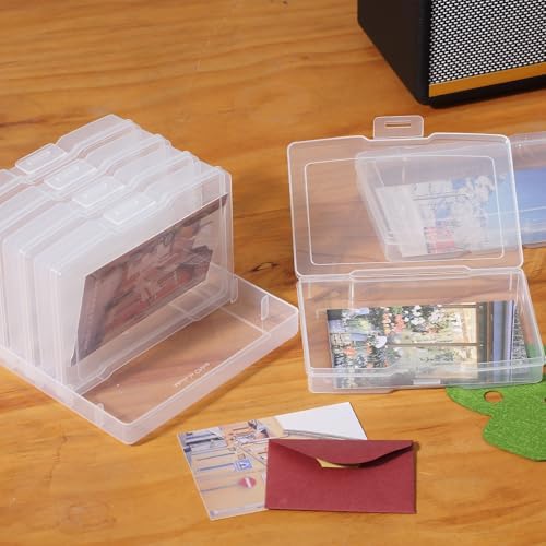 novelinks 6 Pcs 4"x6" Plastic Photo Storage Boxes with Tray (Clear 1Pack)