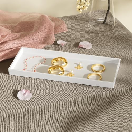 Vanity and Bathroom Tray, 11.8" ABS Countertop Organizer,Waterproof Vanity Tray for Toilet Tank,Perfume,Soap,Keys,Bathro