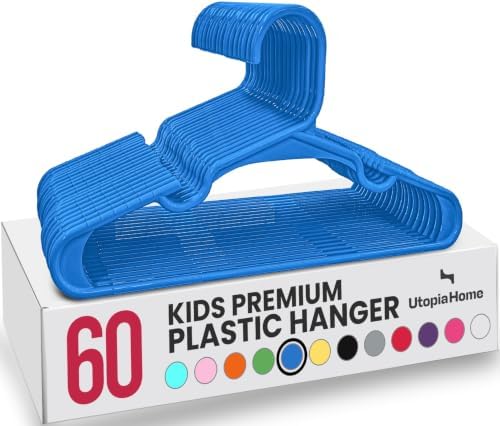 Utopia Home Kids Hangers 60 Pack – 11.5 Inch Baby Closet Hangers Blue