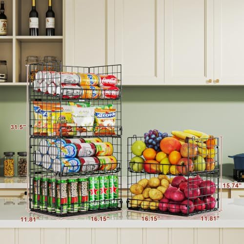 JKsmart 6-Tier XXL Stackable Wire Basket, Snack Organizer for Countertop