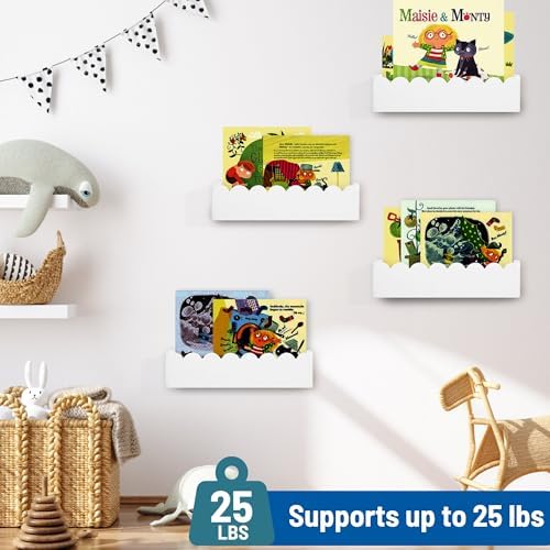 PHOENANCEE Wood Floating Shelves for Wall,Nursery Bookshelf,Kids Book Shelf,Baby Toys Storage Decor Organizer Wall Mount