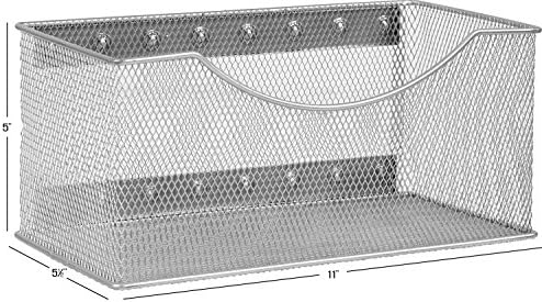 YBM HOME Wire Mesh Magnetic Storage Basket, Trash Caddy, Container, Desk Tray, Office Supply Organizer Silver for Refrig