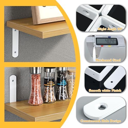 Alise White Shelf Brackets,L Brackets for Shelves,8x5-3/5 Inch,4 Pcs