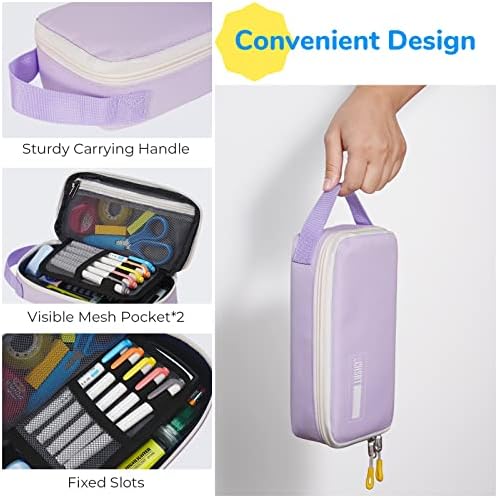 ECHSRT Large Pencil Case, Aesthetic Pen Pouch with Big Capacity, Minimalist Portable Stationery Bag with Handle for Office Organizer Aesthetic Pencil Cases