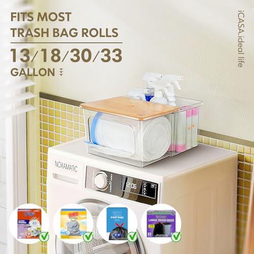 iCASA 2 in 1 Trash Bag Holder Garbage Bags Dispenser Under Sink Organizer