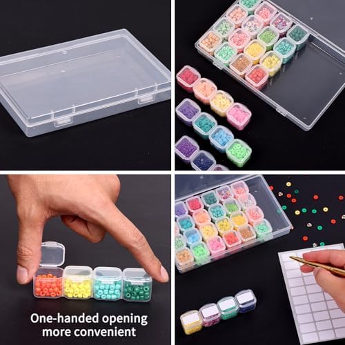 SGHUO Diamond Painting Storage Boxes 3 Pack 28 Grid Plastic Bead Organizer