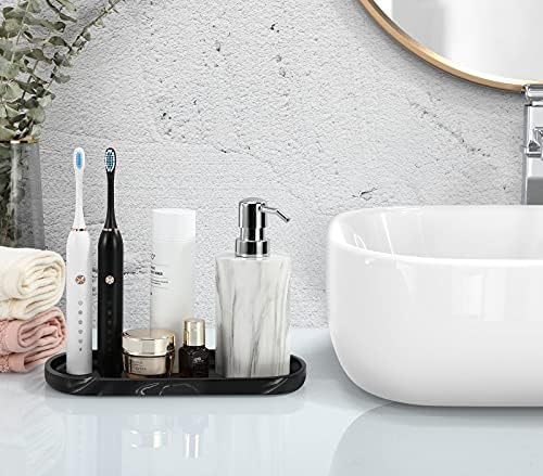 Luxspire 10" Oval Bathroom Tray for Countertop Organizer, Ink Black