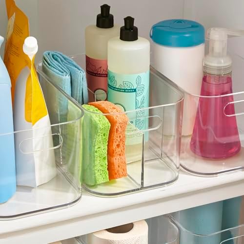 STORi Bliss 5-Compartment Plastic Cosmetics Storage Organizer | Clear | Rectangular Divided Makeup Bin & Vanity Caddy wi