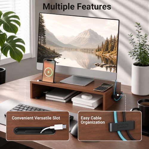 BONTEC Monitor Stand Riser with Cellphone Holder & Cable Management