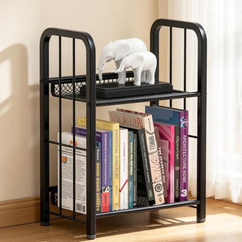 Bookshelf Storage Shelf Bookcase Freestanding Storage Stand for Living Room, Bedroom, Kitchen, Rust Resistance, Easy Ass