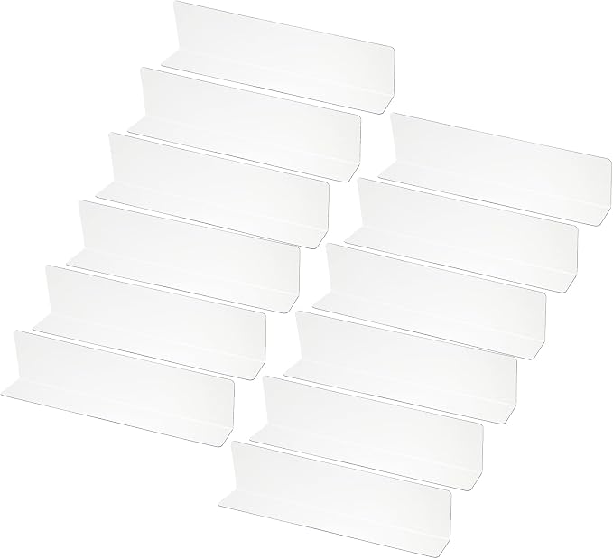 PATIKIL 12 Pack Shelf Dividers for Closet Organization, 9.8x1.18x2.4 Acrylic Closets Separator Kitchen Cabinet Shelves Under Bed Blocker for Bedroom Kitchen Office, Clear