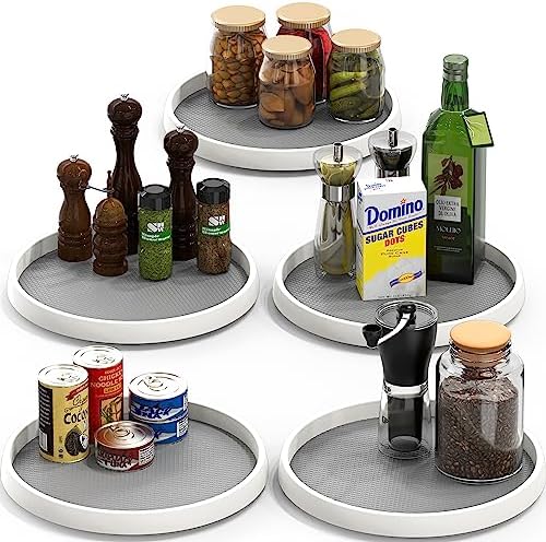 Simple Houseware 12-Inch Lazy Susan Spice Organizer Rotating Tray, 5-Pack