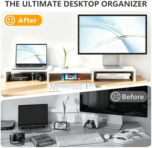 TAVR Dual Monitor Stand Riser, Wooden Computer Monitor Stand for 2 Monitors