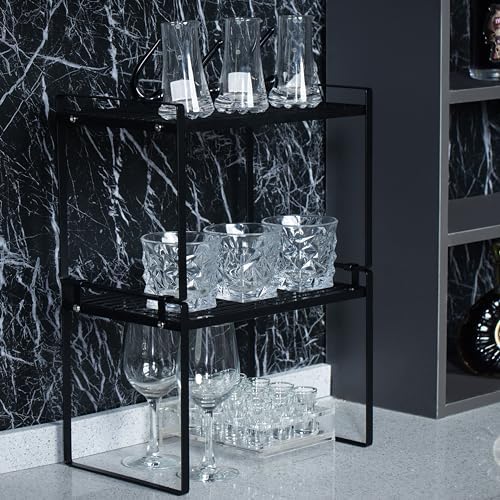 Shantton Cabinet Shelf Organizer, Pantry Shelf Rack, Black 13.1x10.6x9.5