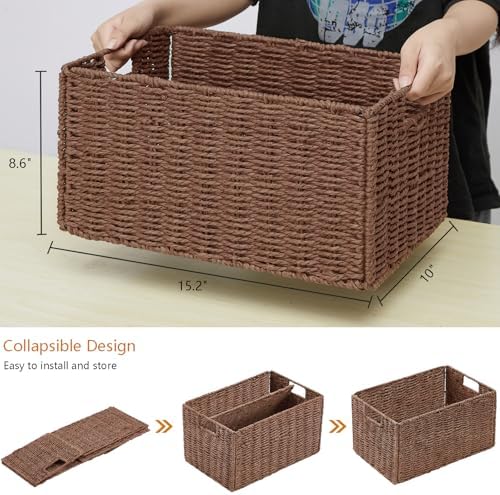 Vagusicc Large Wicker Storage Basket, Set of 2 Baskets for Organizing Brown