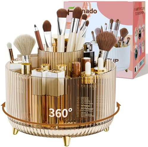 fanado 360° Rotate Makeup Brush Holder Organizer, Makeup Organizers Countertop, Makeup organization and Skincare Storage