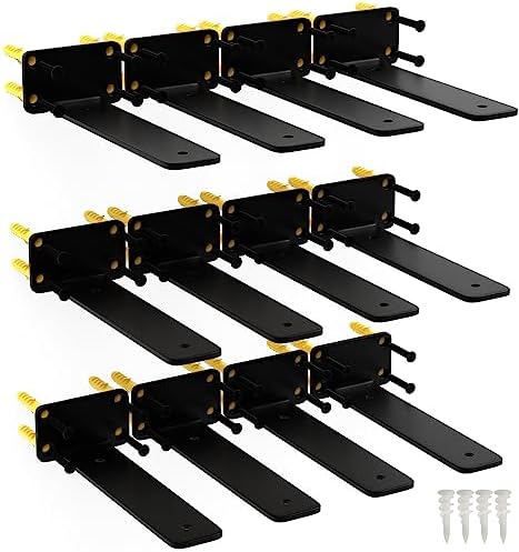 8 Inch Shelf Brackets, 12 Pack Floating Shelf Bracket, 1/5" Thick