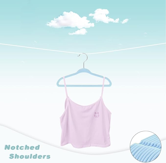 BAGAIL 50 Pack Kids Velvet Hangers 11 Inches Children's Clothes Hangers Non-Slip Baby Hangers for Infant/Toddler (Babyblue)