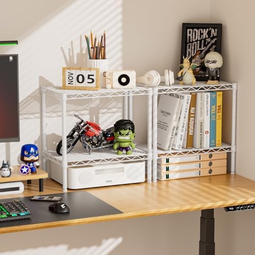 SINGAYE Bookshelf Shelves Bookcase Shelf 2 Tier Wire Shelving Adjustable