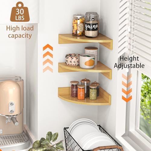 Fun Memories Corner Shelf Wall Mount, Wood Floating Corner Shelves, Corner Wall Shelf for Bedroom, Bathroom, Kitchen, Li