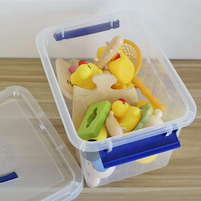 Clear Storage Box with Lid, 6 Liter Small Plastic Box Bins Set of 6