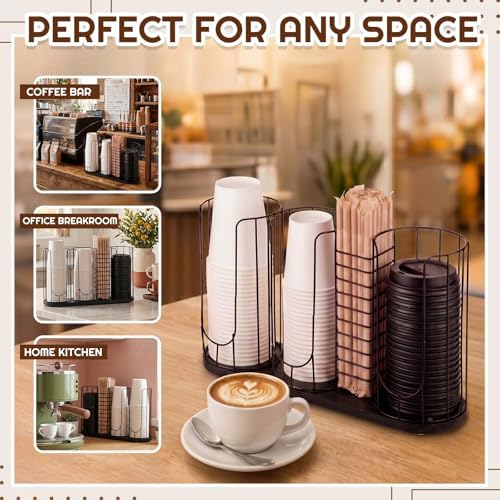 Geelin 18oz Adjustable Coffee Cup Dispenser with Wooden Base, Cup and Lid Holder, Cups Holder Organizer for Coffee Pod S