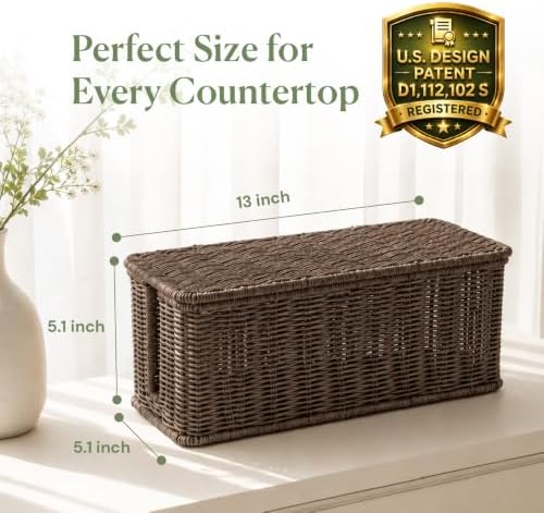 Cable Management Box, Handmade Rattan Cord Organizer for Power Strip