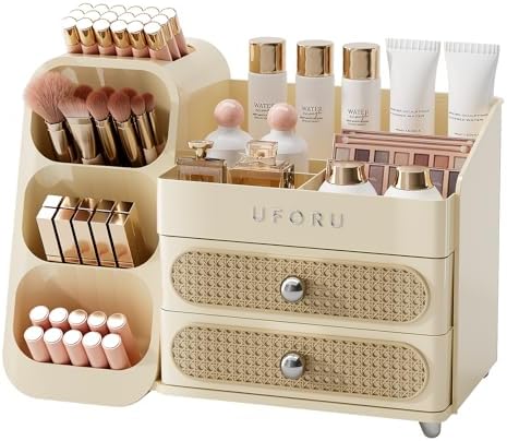 UFORU Makeup Organizer Countertop with Brush Holder for Vanity Bathroom