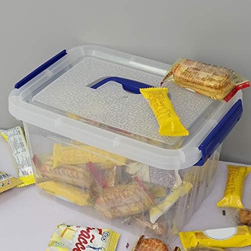 Hespama 4 Packs 6 Quart Lidded Storage Bin Box with Handle, Clear
