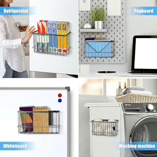 NiHome Magnetic Basket Organizer, Dryer Ball Holder, 2 Pack, Black
