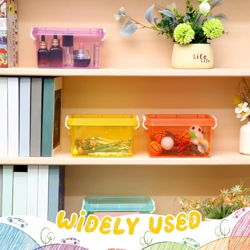 Wenqik 12 Pack Colorful Plastic Storage Bins with Lids, Colorful