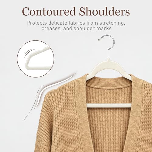 Velvet Hangers 200 Pack, 17.5" Non-Slip Clothes Hangers, Ivory