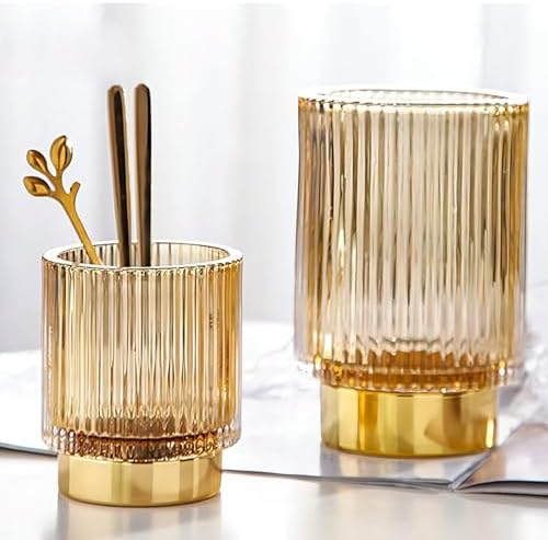 DASITON Makeup Brush holder Organizer,Crystal Cosmetic Makeup Brush Glass Brushes Storage Holder, Vintage Make Up Brush 