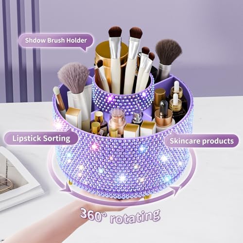 fanado Bling 360° Rotate Makeup Brush Holder Organizer, Makeup Organizers Countertop, Makeup organization and Skincare S