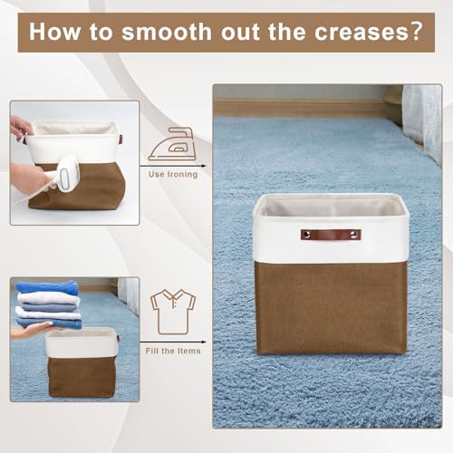 Bagnizer 13x13 Cube Storage Bins, Collapsible Fabric Storage Box, 4 Pack Closet Baskets with Handles for Organizing, She