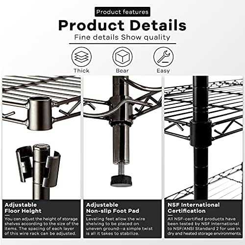 HCY 4-Tier Wire Shelving Unit Storage Shelves Shelf Organizer 54"x36"x14" Heavy Duty Metal Storage Rack NSF Height Adjus
