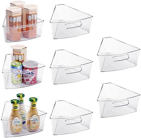 Oubonun Lazy Susan Cabinet Organizer Bins for Kitchen 8 Pack, 1/8 Wedge